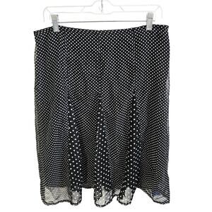 Y2K Mlle Gabrielle Size XL Tulle Layer Polka Dot Skirt Black White Office Siren
